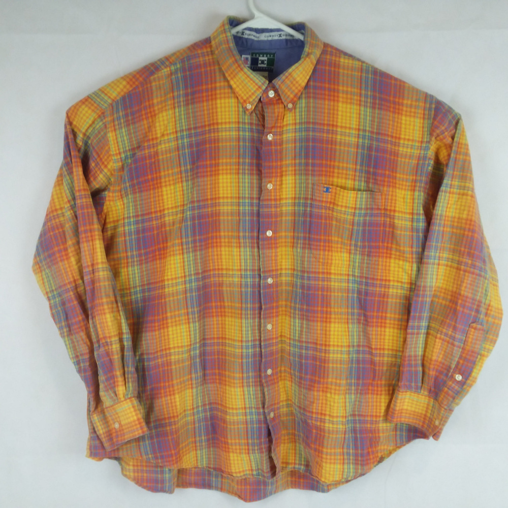 Cowboy Equpment XXL Men's Plaid Shirt Orange
